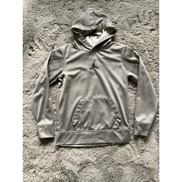 Jordan Boys Embroidered Logo Therma Pullover Hoodie Carbon Heather Gray Medium - Picture 2 of 8